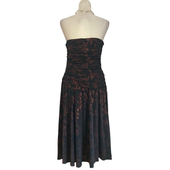 Costantino Strapless Cocktail Dress Shimmer Metallic Midi Made in Italy - Picture 4 of 13